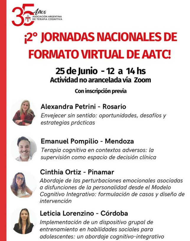 2° Jornadas Nacionales de Formato Virtual de AATC, un espacio de intercambio y actualización profesional con colegas de distintas regiones del país.